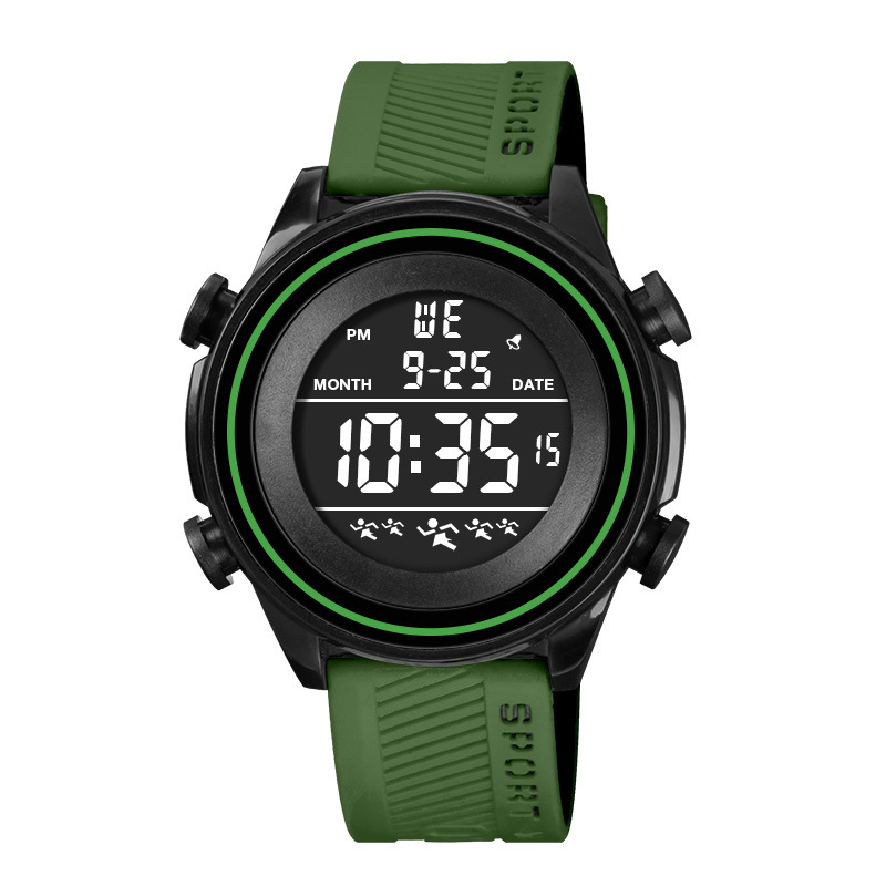 Estudiantes de deportes al aire libre cronógrafo de luz nocturna gran dial reloj electrónico moda multifuncional reloj electrónico de alarma para hombres