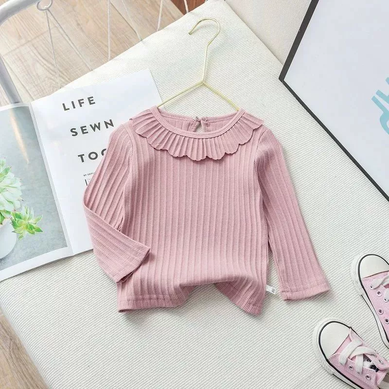 Autumn long-sleeve, children's solid body-friendly T-shirt
