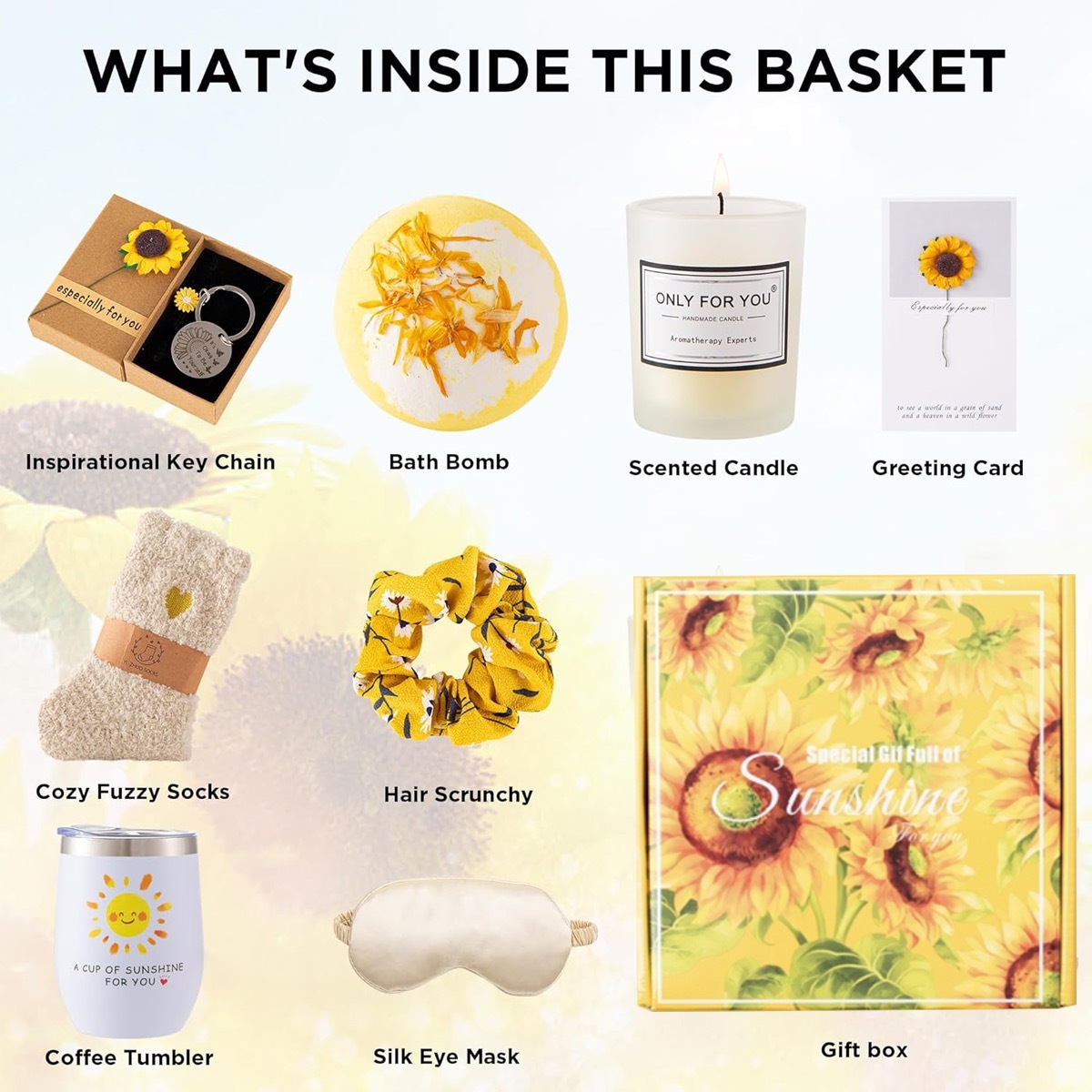 Conjunto de regalos de baño con tema de girasol transfronterizo Bolas de baño de baloncesto caja de regalos de condolencia Regalos del día de la madre