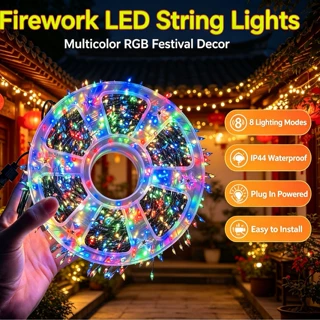 定制鞭炮灯led灯串遥控八功能 灯串氛围灯户外圣诞树装饰圣诞灯