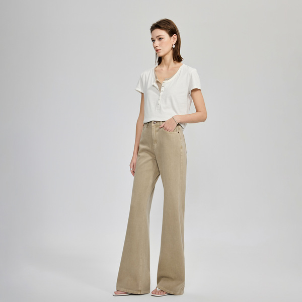 Jiye Tencel four-way stretch "supermodel pants" Maillard retro…