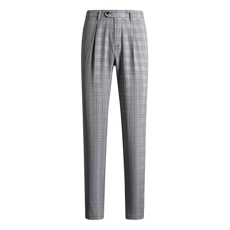 Pantalones a cuadros Príncipe de Gales Pantalones rectos sueltos delgados de verano para hombres pantalones casuales elásticos de negocios de alta gama para hombres