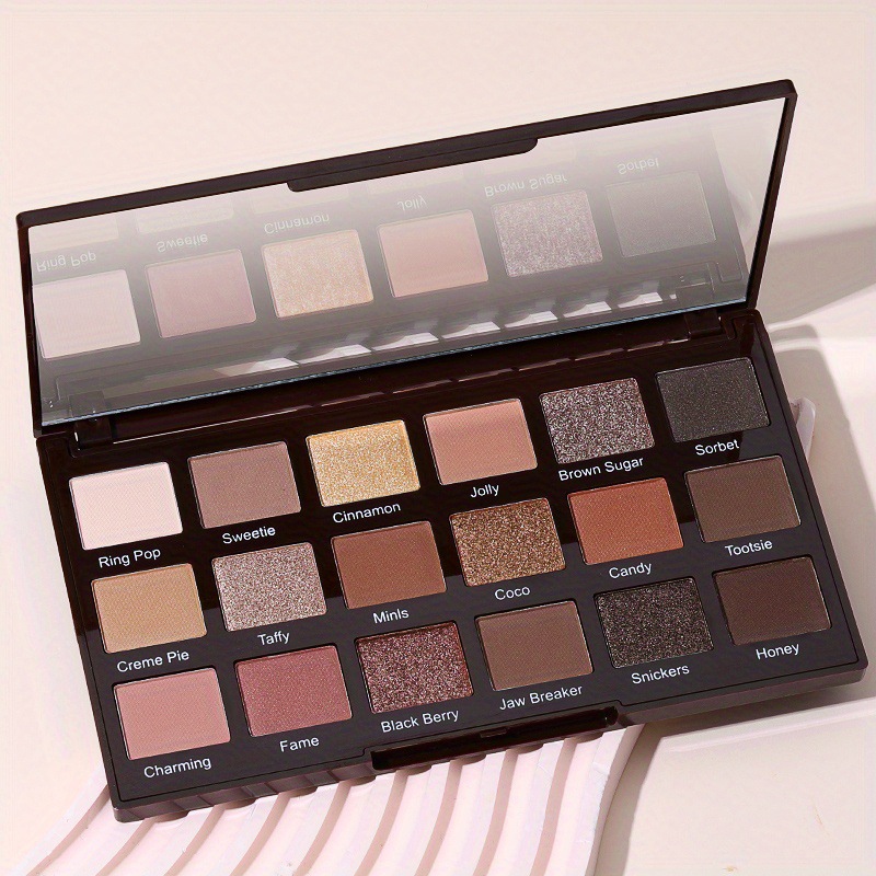 USHAS transfronterizo 18 paleta de sombras de ojos matte brillante de línea de ojos, panel de sombras de ojos de gran color, perla brillante