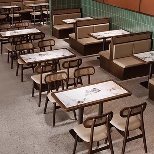 Theme Restaurant Booth Sofa Against the Wall Tea House Cafe Hot Pot Restaurant Barbecue Catering Restaurant Table and Chair Combination Commercial