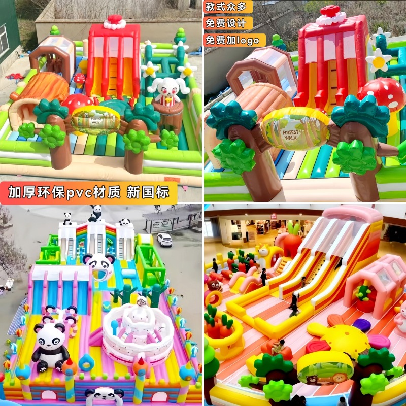 Outdoor Amusement Equipment Forest Inflatable Castle Land Inflatable Climbing Trampoline Slide Air Trampoline for Adults and Children