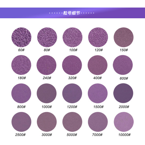 Cross-border source 360A5 inch 8 holes 125mm ceramic purple clay grinding self-adhesive flocking sandpaper water grinding sandpaper 