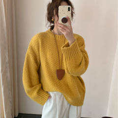 毛衣女秋冬新款菠萝针宽松慵懒风软糯纯色显瘦百搭套头针织衫上衣
