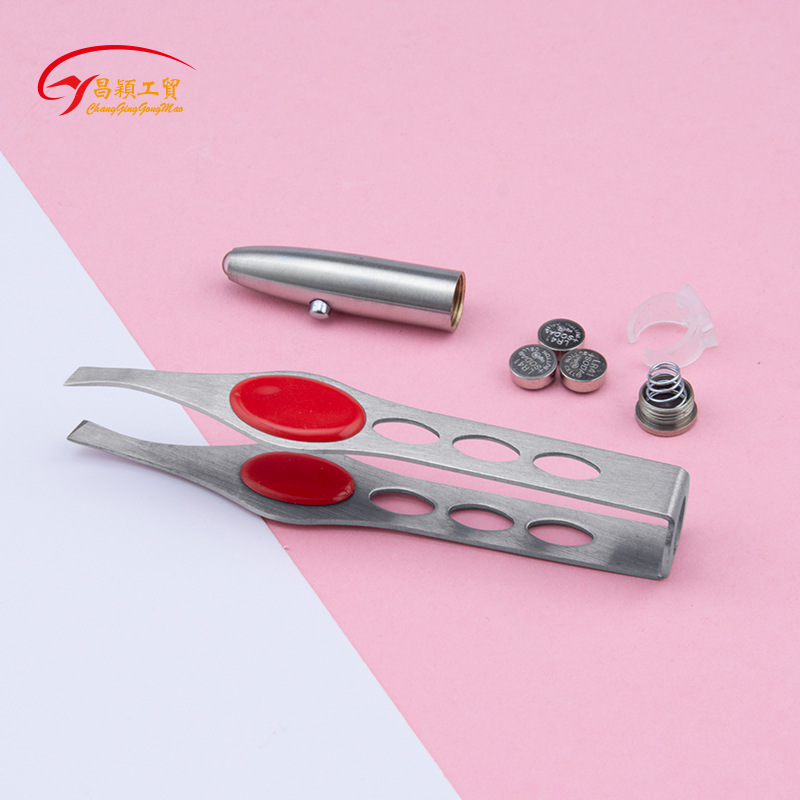 Suministro directo de fábrica con luz LED flecha patrón ceja clip Acero inoxidable ceja que forma la herramienta ceja belleza con luz ceja clip