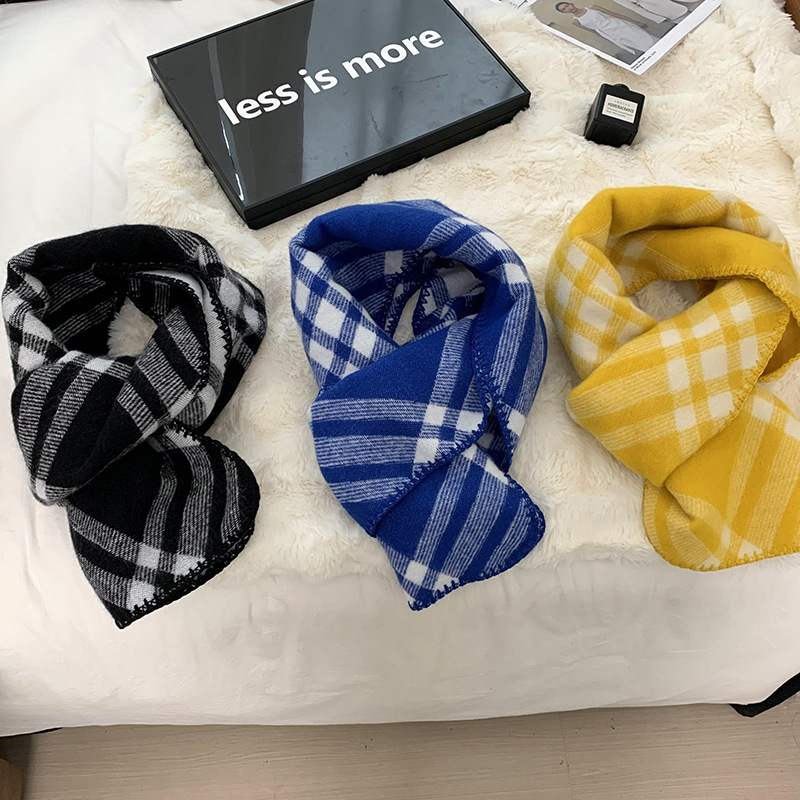 Bufandas coreanas para mujeres 2025 invierno color diamante caliente engrosado chapa de punto doble bufandas al por mayor