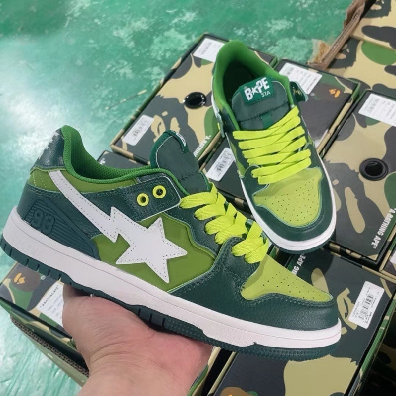 BAPESTA SK8 COURT DUNK シューズ バイブ メテオ ファン ブラック グリーン ロートップ カジュアル スニーカー 紳士靴|undefined
