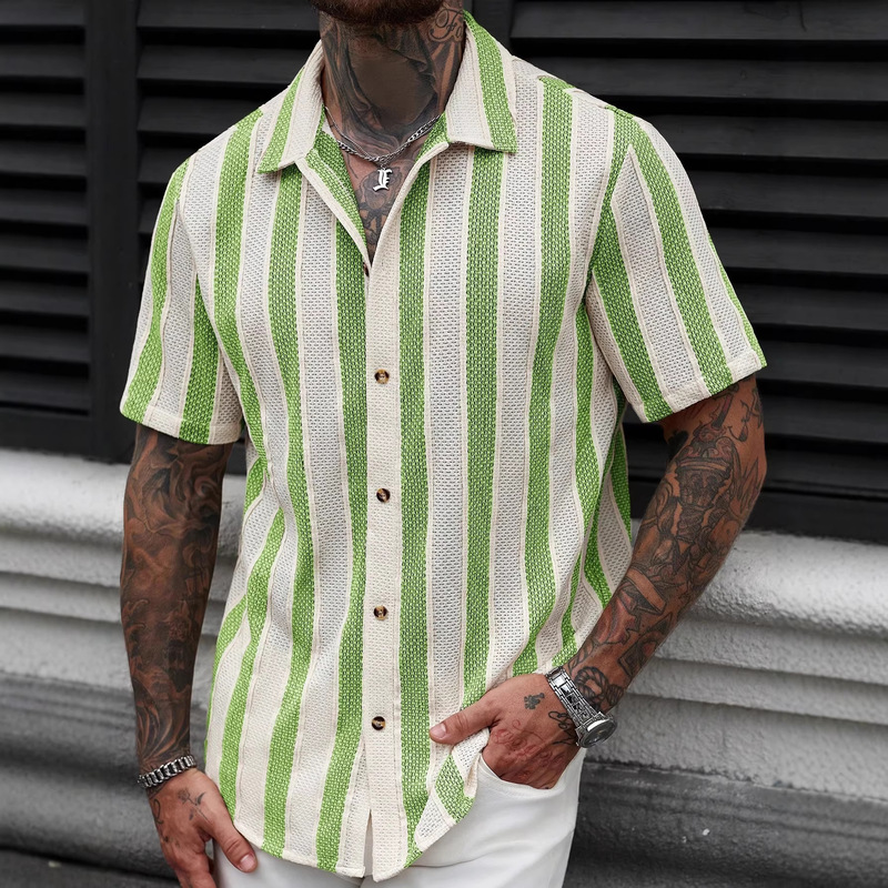 European and American Cross-Border Men's V-Neck Shirts, Business Casual American-Style Short-Sleeved Collared Trendy Shirts, Youth Fashion Tops European and American Cross-Border Men's V-Neck Shirts, Business Casual American-Style Short-Sleeved Collared Trendy Shirts, Youth Fashion Tops