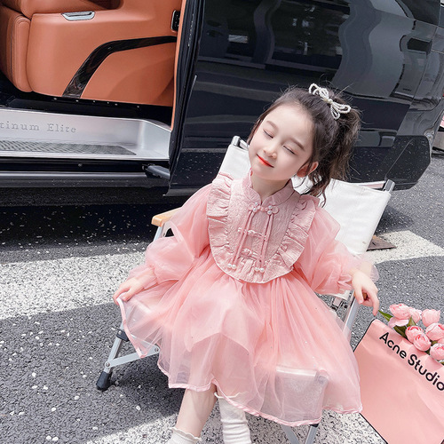 Girls' Dress Autumn  New Fashion Children's Chinese Style Baby Net Princess Dress Ancient Style Skirt