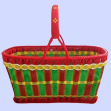 手工塑料长方形手编提篮买菜购物篮拜仿藤条礼篮编织篮子厨房