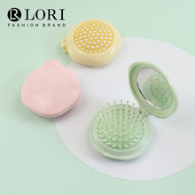 花瓣圆镜梳彩色气垫按摩梳厂家直销批发小巧便携旅行口袋折叠梳