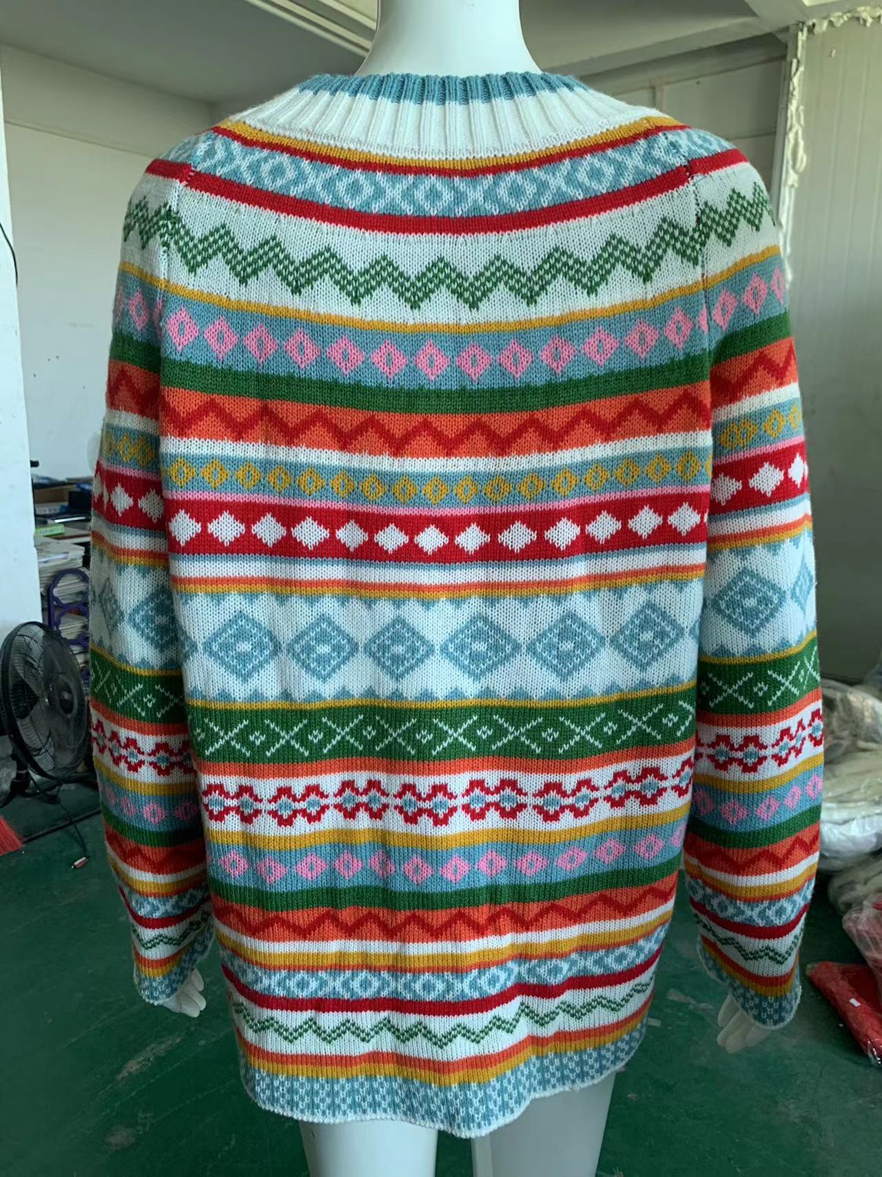 New Sweater Women Wish Hot Sale Round Neck Color Matching Loose Fashion Pullover Knitted Sweater 48 Undefined