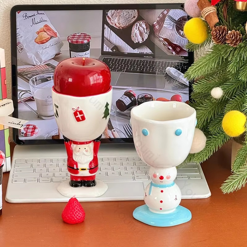 Taza de cerámica de viento de Navidad encantadora taza de huevo y taza de agua taza de cerámica de Navidad Qin Sheng regalos de cerámica diarios
