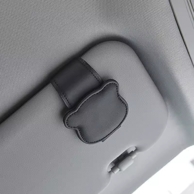 Qìchē Car Glasses Clip Holder Sun Visor Sunglasses Ticket Card Clip (Auto Parts and Accessories) - black