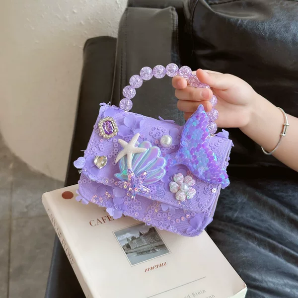 Mermaid Pearl Handbag Fashionable Cute Fresh Lace Princess Bag Women's Bag for Going Out with Crossbody Bag