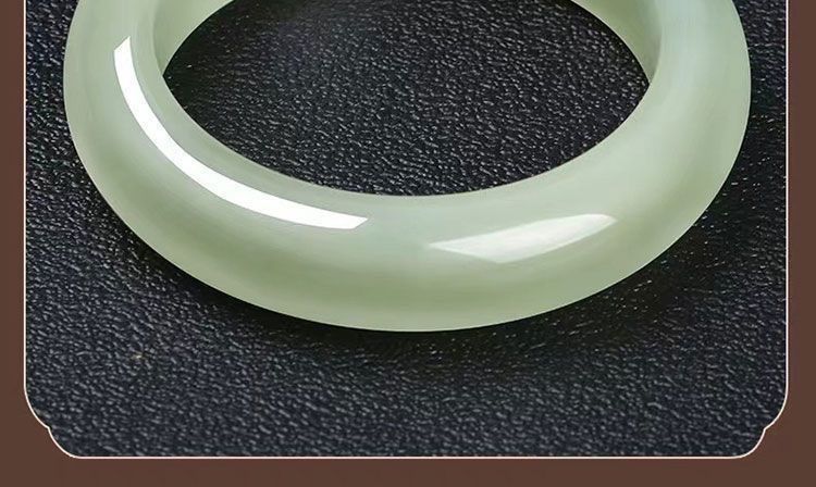 Vòng tay ngọc bích Hetian tự nhiên Tân Cương dáng tròn chính giữa rộng — Với chứng chỉ kiểm tra quốc gia (hỗ trợ kiểm tra lại) chi tiết 17