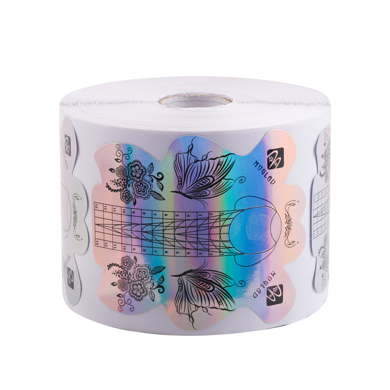Transfronterizo nuevo engrosado colorido láser de uñas mariposa titular de papel de extensión de uñas de cristal 100/300 piezas titular de dedo