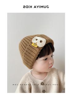Winter baby boy hat Baby 6 months thick knitted wool hat ins Korean style letter children's ear protection hat fashion