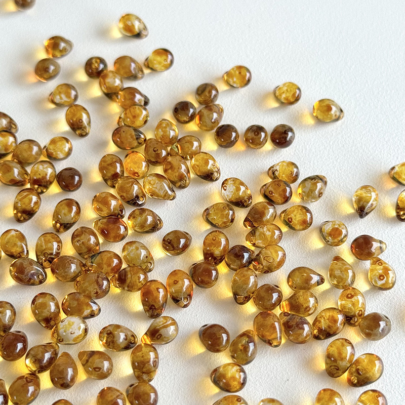 Czech Beads Picasso Transparent Amber Brown Water Drop 4*6mm Handmade DIY Beaded Necklace Bracelet Material
