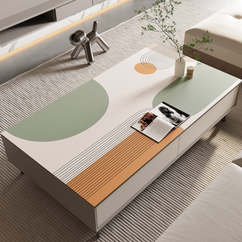 Light luxury clean pvc coffee table mat washable and erasable household waterproof and oil-proof kitchen table mat free cutting