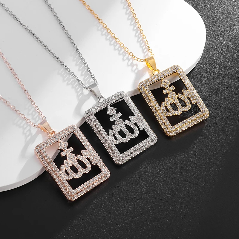 [Cross-Border European and American New Symbol Pendant Hiphop Fashion Trend Inlaid with Zircon Couple Necklace Ready for Sale]