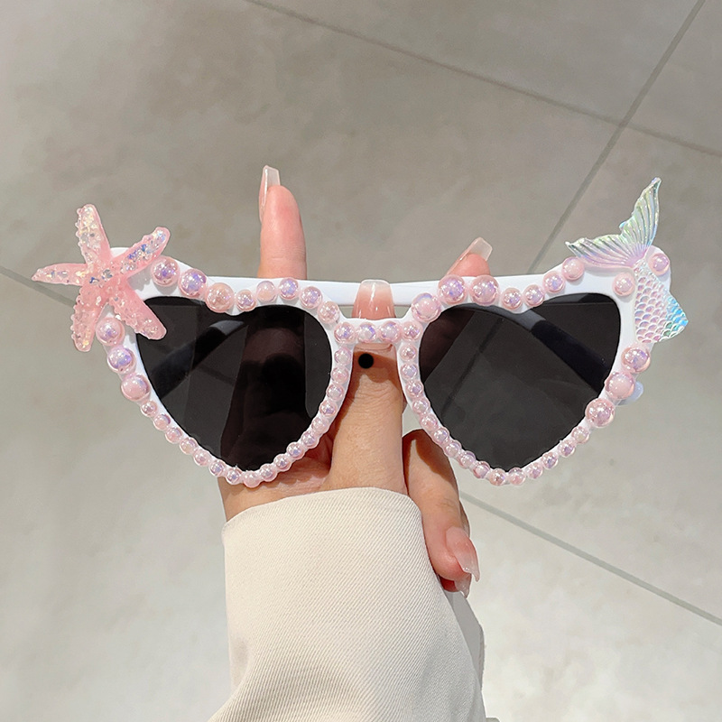 Factory direct love inlaid pearl starfish shell fashion sunglasses personality funny party heart sunglasses Factory direct love inlaid pearl starfish shell fashion sunglasses personality funny party heart sunglasses