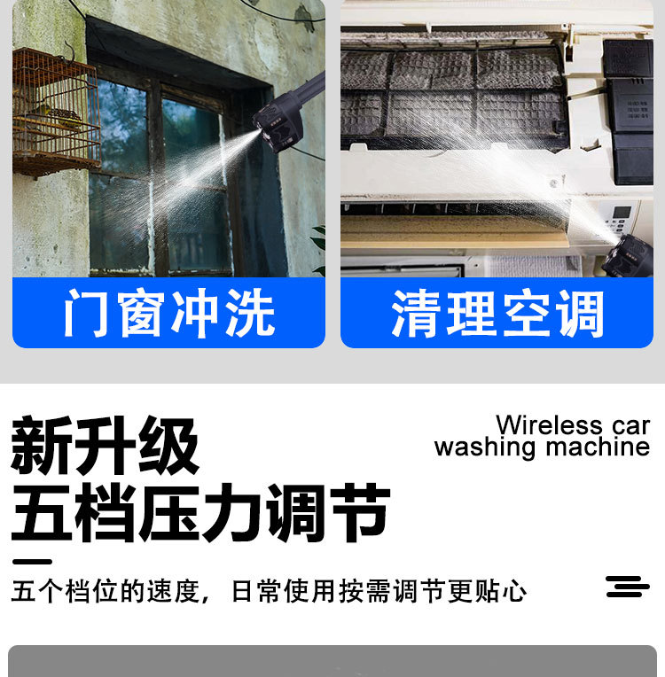Cross-border lithium battery Wireless Car Washing Machine car household high-pressure car washing water gun portable charging high-power car washing water gun