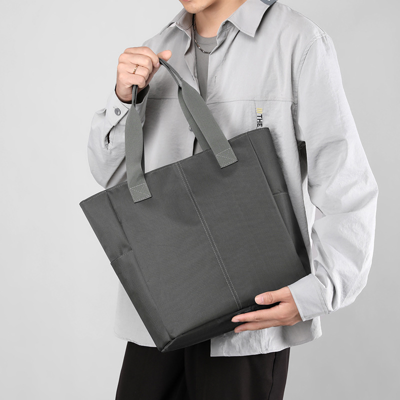 Business Backpack Men's Water-repellent Textual Handbag Large Capacity Simple Men's Bag Conference Bag Business Men's Briefcase
