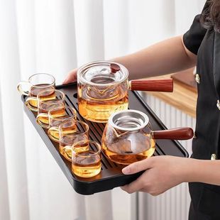 Tea Set for Entertaining Guests with a Simple Side Pot, Glass Teapot, and Tea Cups for Home Use, Kung Fu Tea Set, Tea Table, and Office Set