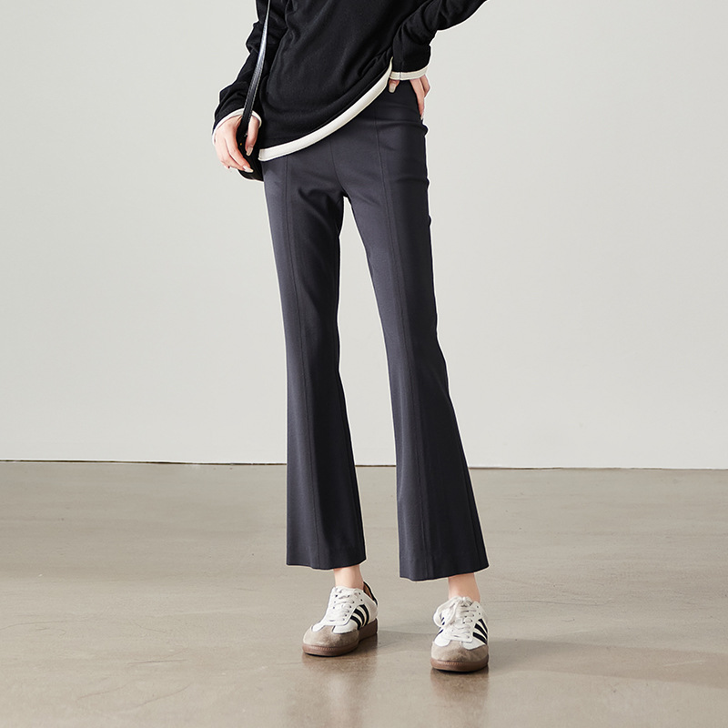 2025 Spring New Fashion Slim Casual Commuting Nine-Point Suit Micro-Flared Gray Women's Pants