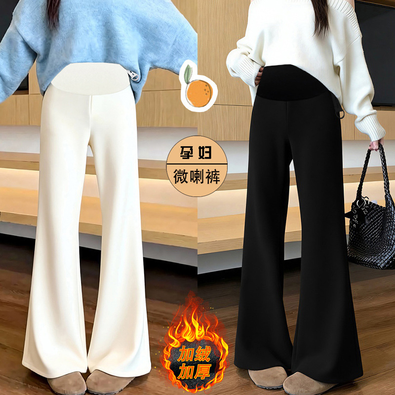 Maternity Fleece-Lined Thickened Pants for Autumn and Winter, Slightly Flared Casual Versatile Long Pants, Petite Maternity Flared Long Pants Maternity Fleece-Lined Thickened Pants for Autumn and Winter, Slightly Flared Casual Versatile Long Pants, Petite Maternity Flared Long Pants