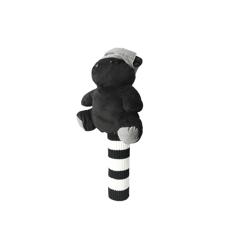 Juego de palos de peluche de animal de oso negro transfronterizo Juego de palos de golf Juego de palos de muñeca Juego de palos de lana al por mayor