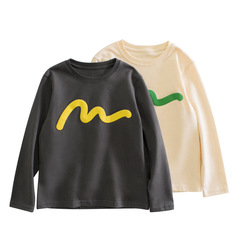 Children's Long-Sleeve T-Shirt 2024 Autumn New Arrival for Big and Small Children, Round Neck Top for Boys, Versatile Base Layer T-Shirt, Dropshipping One Piece