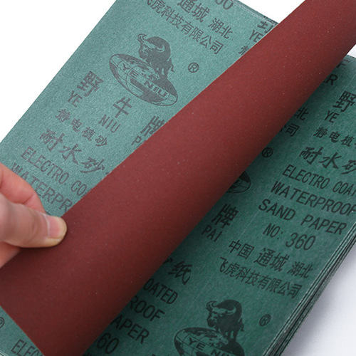 Sandpaper wholesale bison brand water-resistant red sandpaper brown corundum water-milled red sandpaper polishing sandpaper water-resistant sandpaper