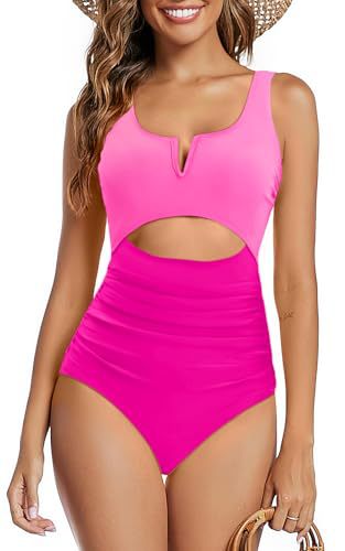 2023 traje de baño de una pieza de vientre de Amazon traje de baño de cintura alta hueco para mujer slim fit image 4
