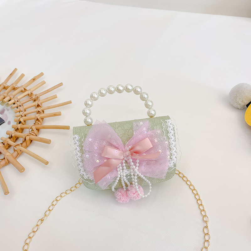 Nuevo arco niñas bolsa mensajero bolsa niños princesa Chanel estilo hombro bolsa bebé fuera moneda monedero bolsa