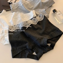 女生平角纯棉内裤女新疆原棉10A抗菌中高腰蕾丝包臀女士四角裤头