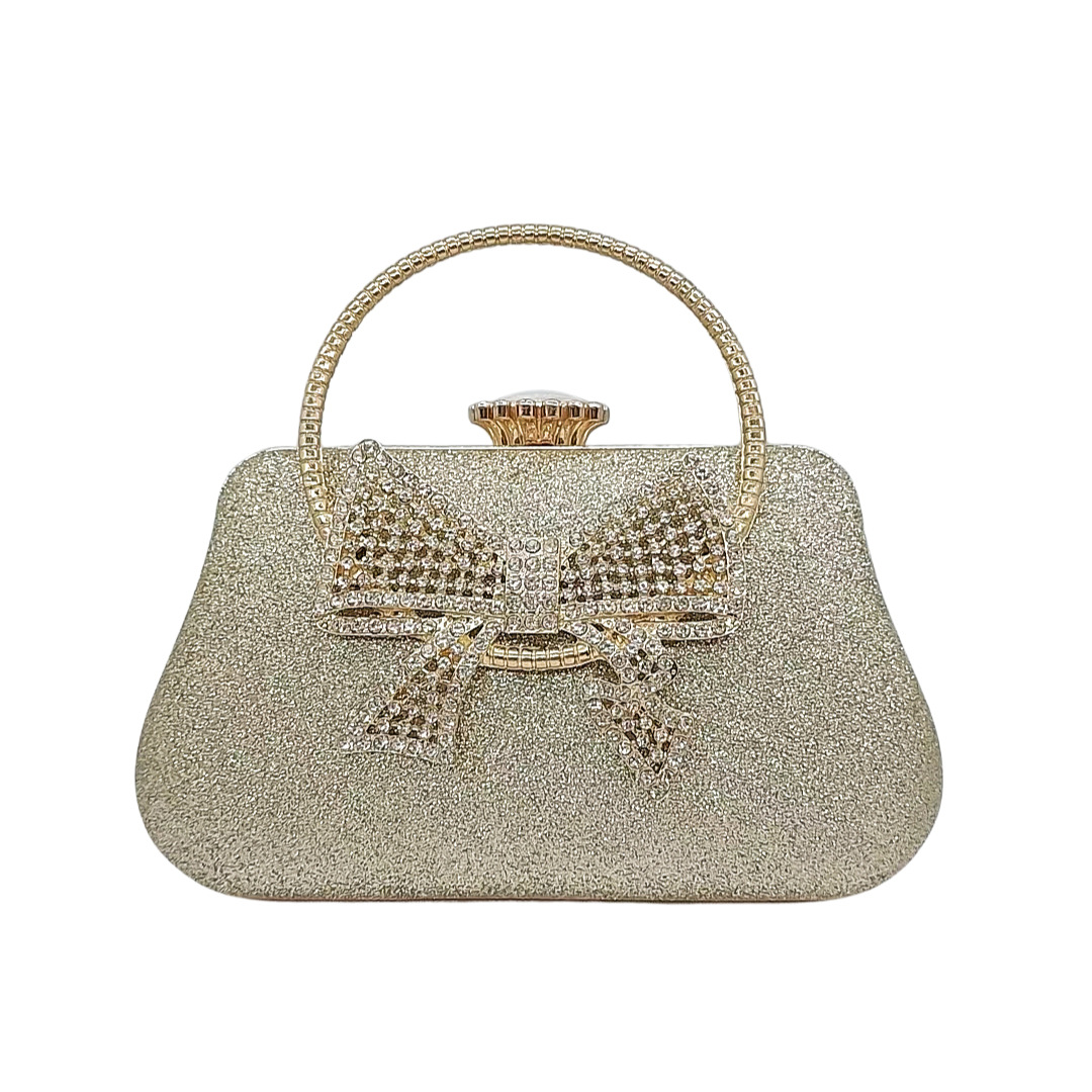 Minimalist Leather Evening Bag Bow Knot Party Clutch Bag For Women European And American Style - Thumbnail 6