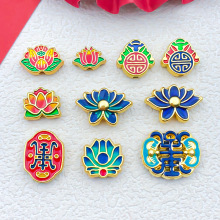 中国风配饰合金滴油景泰蓝祥云直孔如意钱币隔珠福禄背云莲花珠子