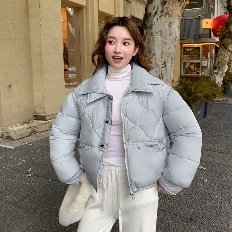 2025冬季新款聚酯棉服女韩版针织短款泡芙棉服保暖棉衣棉袄外套厚|undefined