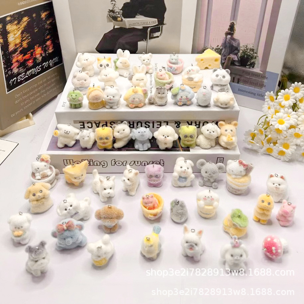 2025 Trendy Toy Doll Resin Flocking Pendant Stereo Cartoon Keychain Key DIY Handmade Jewelry Car Pendant