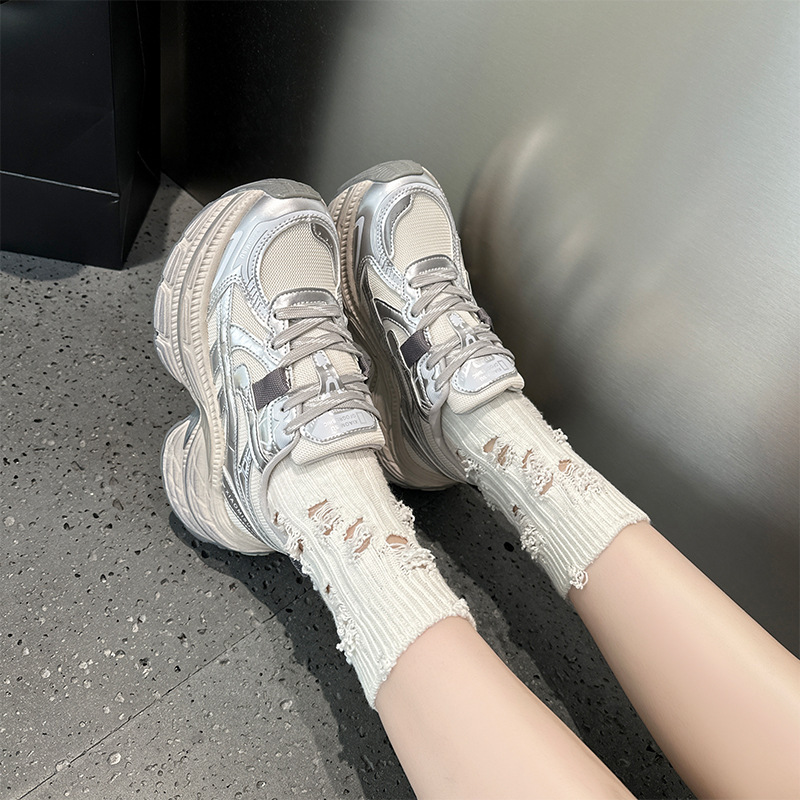 厚底内增高真皮老爹鞋女2025秋季新款复古百搭轻便软底休闲跑步鞋|undefined