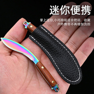 High Hardness Stainless Steel Knife Outdoor Camping Portable Fruit Unboxing Knife Portable Puppy Leg Knife Curved Knife Colorful