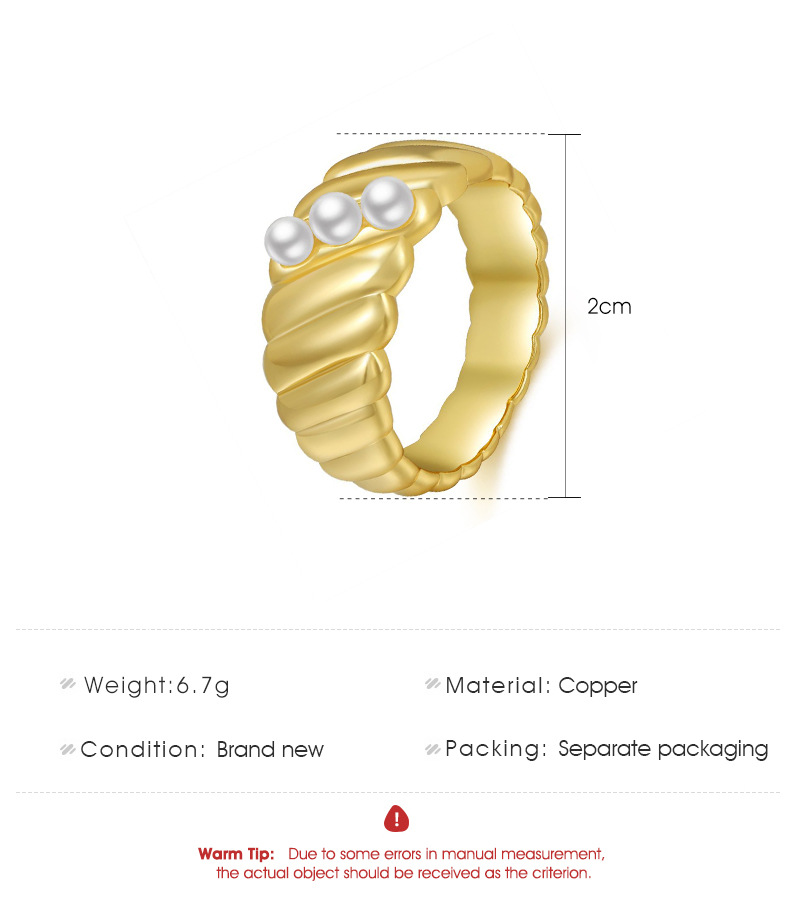 Baroque Pearl Geometric Thread Ring Wholesale display picture 1