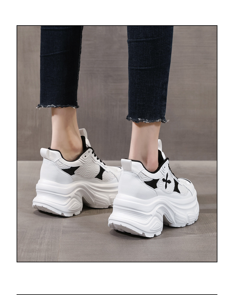 Giày sneaker nữ đế dày chunky mesh lưới thoáng khí, tăng chiều cao nhẹ nhàng — Màu trắng chi tiết 19