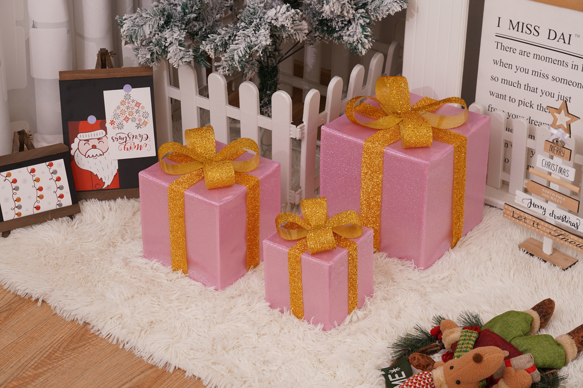 Luces navideñas nuevas de 2025, juego de tres piezas en caja de regalo navideña, productos navideños, accesorios de decoración para fiestas de cumpleaños, adornos.