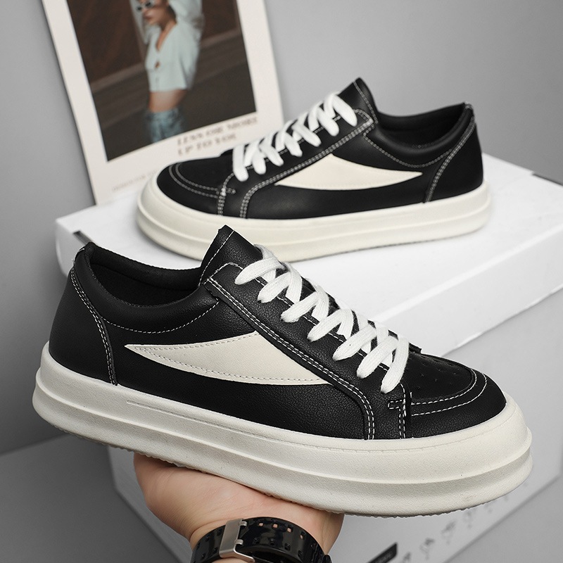 Zapatos de hombre primavera zapatos de skate casuales para hombres cabeza alta callejera estilo de calzado zapatos de derby de fondo grueso estudiantes zapatos de moda negro 2025 nuevo